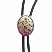 New Original Handcraft Nature Spot Stone Oval Bolo Tie Wedding Necklace