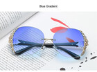 SHAUNA Spring Summer Styles Crystal Decoration Oversize Rimless Women Round Sunglasses Fashion Ladies Gradient Lens Shades UV400