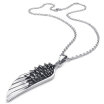 Hpolw New Fashion Mens&Women 316L Stainless steel casting black featherVintage Angel Wing PendantBlack Silver18-26 inch Chain