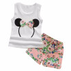 Multi colored Minnie Clothes For Girls Sleeveless Outfits Baby Girl Minnie Vest TopBowtie Shorts Pants Kids Outfit 1-6Y