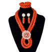 African Wedding Jewelry Sets Red Nigerian Necklace Sets For Women 2 Rows Crystal Bridal Beads Jewelry Set Free Shipping