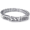 Hpolw Elegant Generous Mens silver Stainless Steel Bolt buttoned Bracelet&Classic Cubic Zirconia Wide Link Bangle