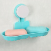 Sheng Su Shang Shang Shuang Ge Sucker Soap Box Creative Soap Box Bathroom Shelf Double Grid Lek Leaf Sands Soap Blue