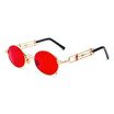 SHAUNA Unique Oval Punk Sunglasses Vintage Metal Frame Red clear Lens Glasses UV400 steampunk
