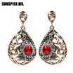 SUNSPICE MS Turkish Hollow Flower Dangle Earrings Full Crystal Women Retro Vintage Drop Earrings Wedding Jewelry Boho 2018 New