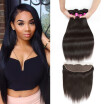 Glary Malaysian Virgin Hair Bundles with Frontal Straight with Frontal Unprocessed Human Hair 4 Bundles with Lace Frontal