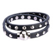 Long Trip Double Leather Full Rivet Band Cutting Wire Bracelet