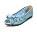 women shoes flat peep toe sandal slip on sequin fabric