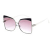 SHAUNA Glittery Eyebrow Oversize Women Square Sunglasses Fashion Metal Frame Tea Champagne Sun Glasses UV400