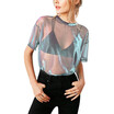 Women Mesh Long Sleeve See Through Top T-Shirt Blouse