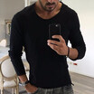 Mens Fashion Casual Breathable Round Neck Long Sleeve Solid Color Raw Edge T-Shirt