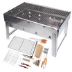 Jia Chi portable thickening barbecue stove outdoor home stainless steel folding barbecue grill medium charcoal grill stove ten sets JC-05B