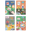 Guangbo GuangBo 4 Pack 72 A5 Creative Plastic Case Notebook Notepad Stationery Office Supplies Three&Three Meals Style Random FB60627