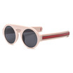 SHAUNA Unique Flat Top Women Round Sunglasses Oversized Popular Stripe contrast Color Leg Men Clear Yellow Sun Glasses UV400