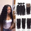 7A Brazilian Virgin Hair Deep Wave Bundles with Closure 4x4 Human Hair with Closure Soft&Bouncy Deep Wave with Closure