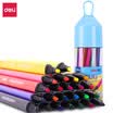 Deli deli 24 color easy to wash triangle student watercolor pen blue 70695