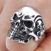 Hpolw Mens Stainless Steel Rings Silver Black Skull Bone Gothic Vintage Biker