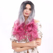 26" Synthetic Grey Ombre Red Wig For BlackWhite Women Long Natural Wave Custom Party Cosplay Hair Wigs Heat Resistant Daily Wig