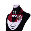AMYNOVA Fuchsia&White 5 Strands Beaded African Wedding Bridal Beads Necklace Nigerian Beads Jewelry Set for Women