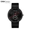 CIGA Design watch I series fashion creative quartz watch 43mm men&women time machine gear table black belt I011-BLBL-1
