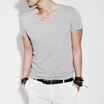 Fashion Solid Color V-Neck Cotton Blends Short Sleeved Slim Men&39s T-Shirts