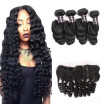 Ishow 7A Loose Wave Bundles with Frontal Closure Malaysian Virgin Hair Good Quality Bundles with Ear to Ear Lace Frontal