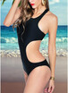 2018 Women One-piece Swimsuit High Neck Backless Cutout Solid Monokini Swimwear Bathing Suit