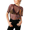 Women Mesh Long Sleeve See Through Top T-Shirt Blouse