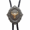 Vintage Original Western Bull Bolo Tie Wedding Leather Necklace