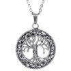 Hpolw Mens Womens Vintage Celtic Tree of Life Stainless Steel Pendant Necklace Black Silver 24 inch Chain