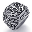 Hpolw Heavy Wide Large Stainless Steel Vintage Cross Biker Mens Ring Black Silver