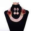 Fashion Pink Purple Jewelry African Beads Jewelry Sets For Women Nigerian Wedding Jewelry African Bridal Statement Beaded Necklace
