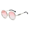 SHAUNA Unique Clock Sharp Women Round Sunglasses Oversize Fashion Men Blue Gradient Lens Glasses UV400