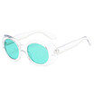 SHAUNA Trending Candy Colors Women Oval Sunglasses Fashion Men Glitter Transparent Red Yellow Green Purple Glasses UV400