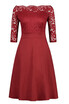 Womens Vintage Floral Lace Boat Neck Cocktail Formal Swing Dress Homecoming Dress