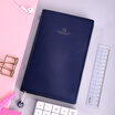 Deli deli leather small fresh travel account book creative hand-painted schedule plan book dark blue SZ604