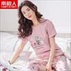 Antarctic pajamas women summer cotton short-sleeved two-piece suit cartoon Korean version of fresh students cotton wear home service blue&white XL