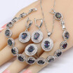 Oval Rainbow White Topaz 925 Sterling Silver Jewelry Sets For Women Bracelet Earrings Necklace Pendant Rings