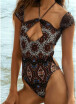 2018 Women One-Piece Swimsuit Totems Print Solid Color Monokini Bathing Suit Swimwear