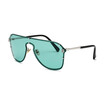 SHAUNA Rivet Metal Leopard Head Decoration Women Sunglasses Oversize Men Clear Green Lens Glasses UV400