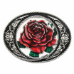 New Vintage Enamel Western Rose Flower Oval Belt Buckle