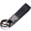 JOBON double key chain car key chain ring double key chain zipper open fiber leather ZB-021B black