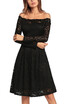 Vintage Lace Off the Shoulder Long Sleeve A Line Pleated Dress