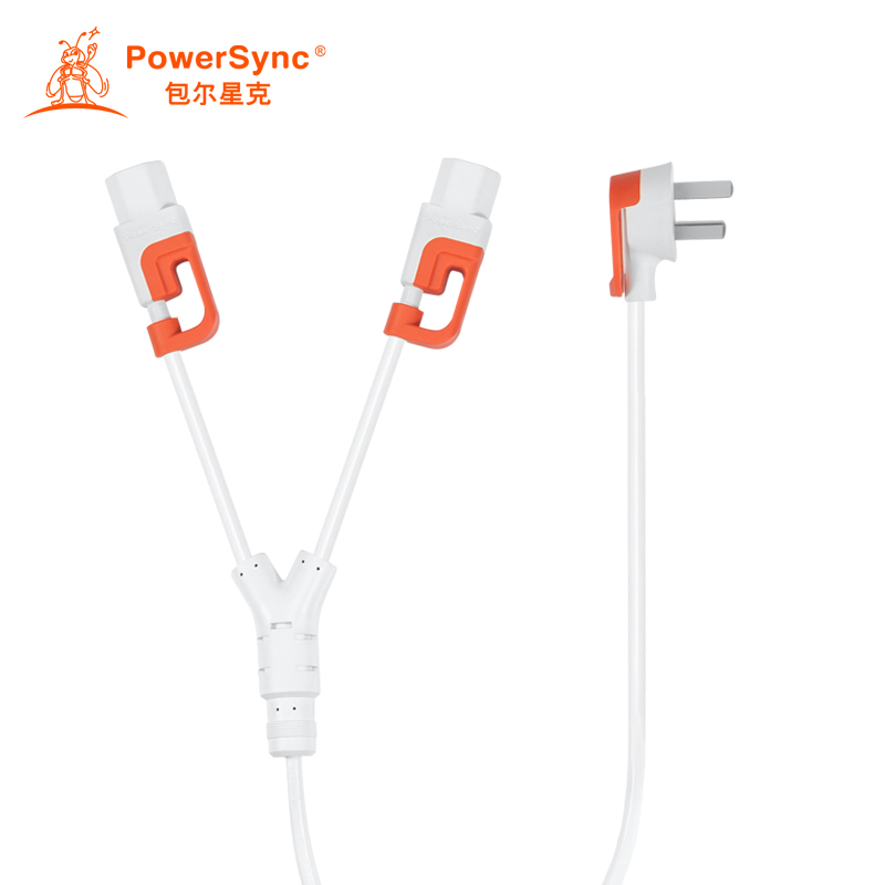 Baoer Xingke computer host display one minute two power cord 90 degrees three plug to 180 degrees one support two words tail white orange 3 meters 3PG-MP00001 MPFB9030