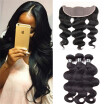 7A Indian Virgin Hair 3 Bundles With 13x4 Lace Frontal Body Wave Hair Bouncy Hair Extension Silky Texture Natural Color