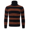 AOWOFS new mens high lapel pullover slim sweater foreign trade striped knit bottoming shirt YM008