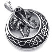 Hpolw Mens Tribal Stainless Steel Black Silver Cobra Snake Pendant Hollow Out Necklace with 18-26 inch Chain