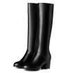 IDIFU Womens Dressy Block Medium Heel Round Toe Side Zipper Under the Knee High Riding Boots