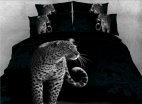 3D Standing Tiger Printed Cotton 4-Piece Black Bedding Sets