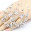 White Semi-precious 925 Silver Jewelry Sets For Women Bridal Earrings Bracelet Rings Necklace Pendant